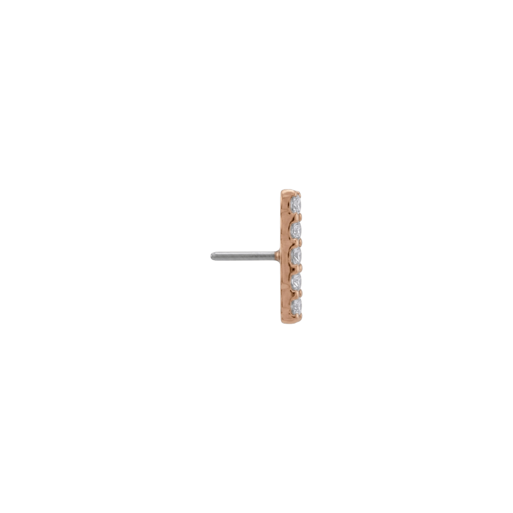 Five Gem Bar - 18K Gold White CZ Threadless/Threaded End - piercing-zone.com