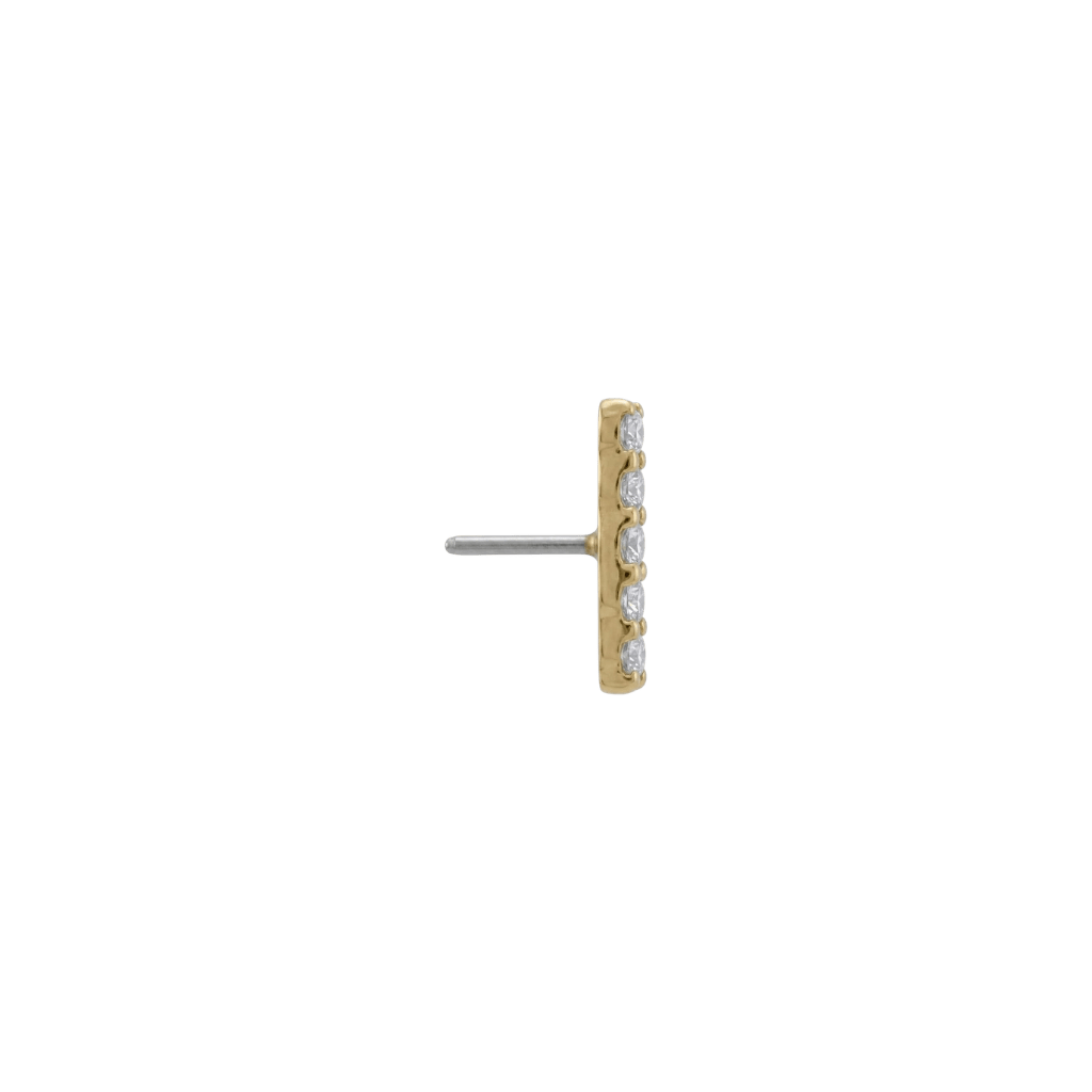 Five Gem Bar - 18K Gold White CZ Threadless/Threaded End - piercing-zone.com