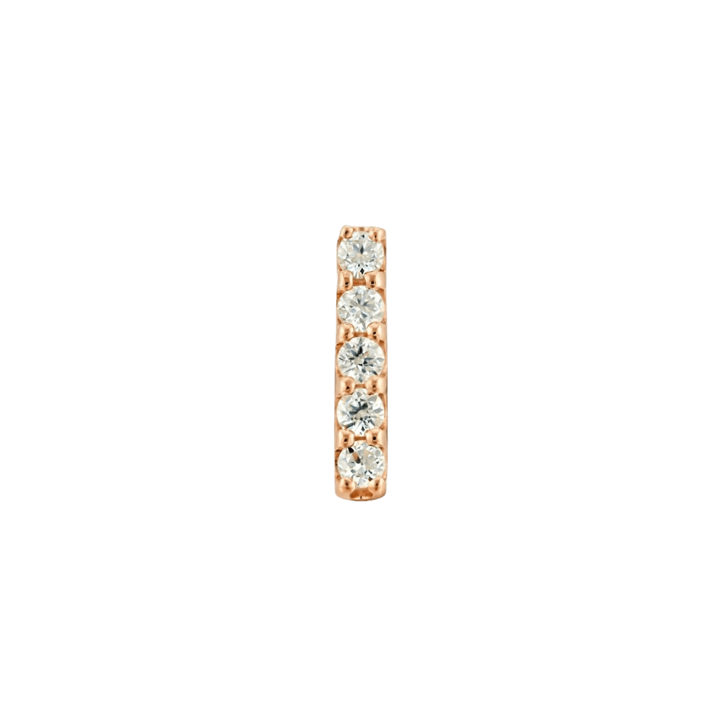 Five Gem Bar - 18K Gold White CZ Threadless/Threaded End - piercing-zone.com