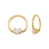 Fixed Marquise 6 - Prong Seamless Ring – 14K Gold Design - piercing - zone.com