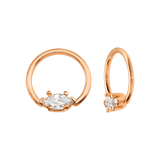 Fixed Marquise 6 - Prong Seamless Ring – 14K Gold Design - piercing - zone.com