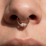 Fixed Marquise 6 - Prong Seamless Ring – 14K Gold Design - piercing - zone.com