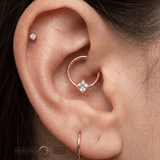 Fixed Square Bezel Seamless Ring – 14K Gold Cup & Divot Design - piercing - zone.com