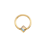Fixed Square Bezel Seamless Ring – 14K Gold Cup & Divot Design - piercing - zone.com