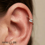Fixed Square Bezel Seamless Ring – 14K Gold Cup & Divot Design - piercing - zone.com