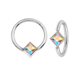 Fixed Square Bezel Seamless Ring – 14K Gold Cup & Divot Design - piercing-zone.com