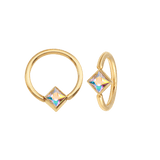 Fixed Square Bezel Seamless Ring – 14K Gold Cup & Divot Design - piercing - zone.com