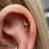 Flamingo – 14K Gold Threadless/Threaded End - piercing - zone.com