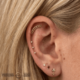 Flat Chain – 14K Gold Curved Threadless Pin - piercing - zone.com