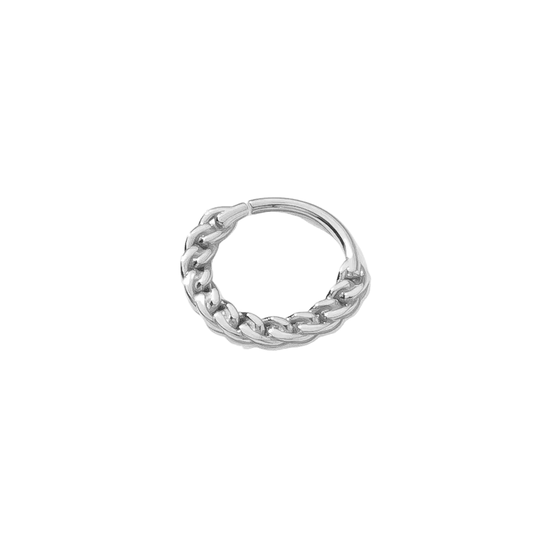 Flat Chain Continuous Ring - 14K Gold Seamless Ring - piercing - zone.com