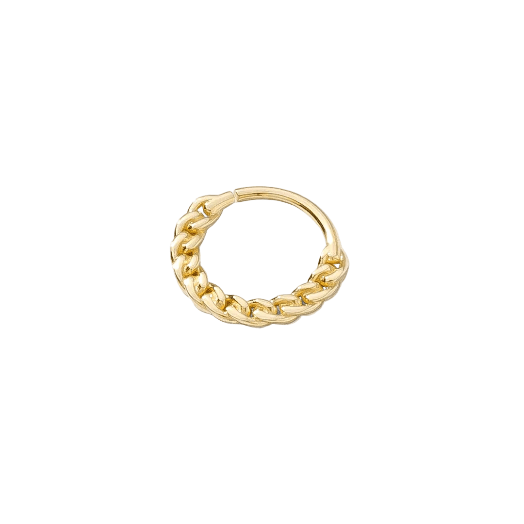 Flat Chain Continuous Ring - 14K Gold Seamless Ring - piercing - zone.com
