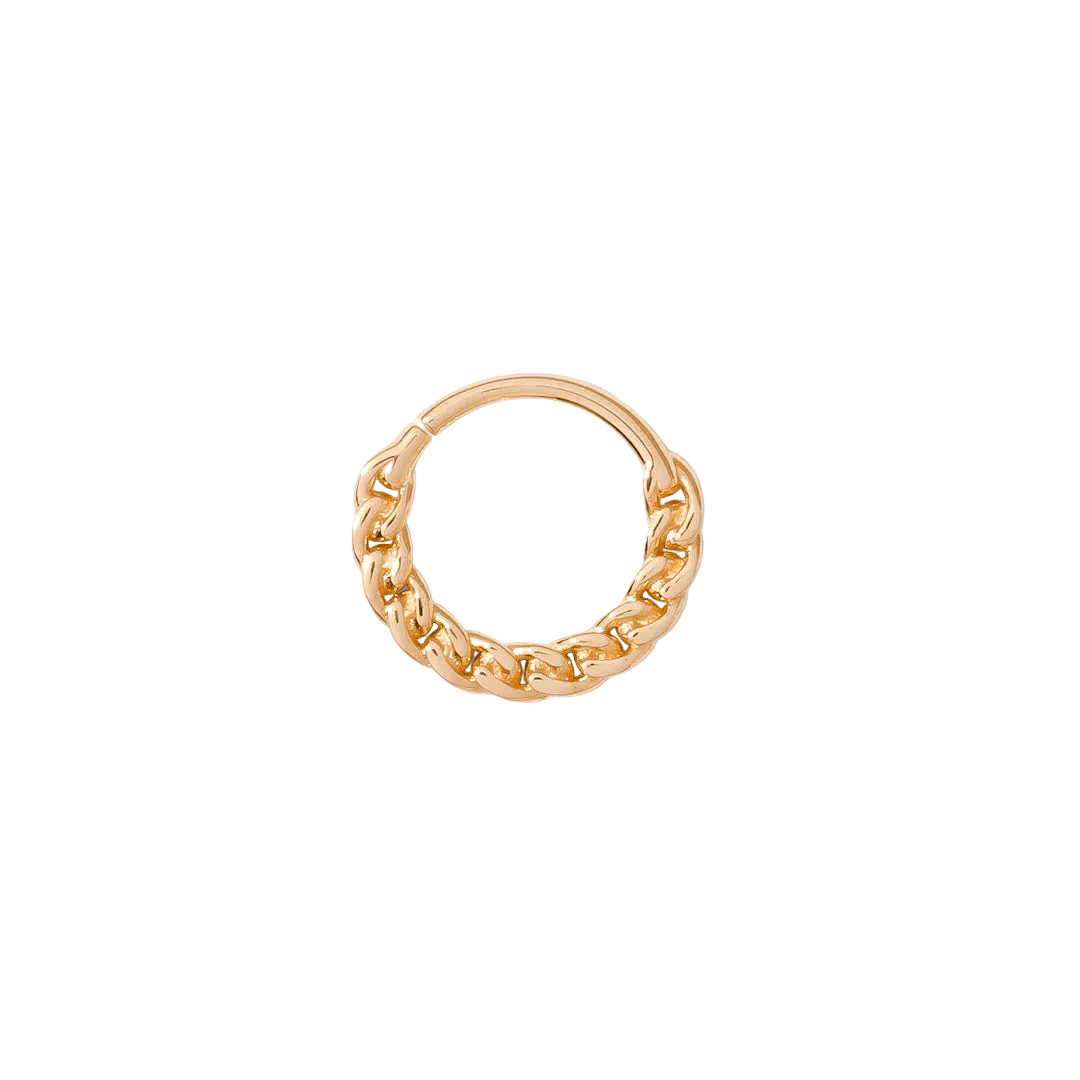 Flat Chain Continuous Ring - 14K Gold Seamless Ring - piercing - zone.com
