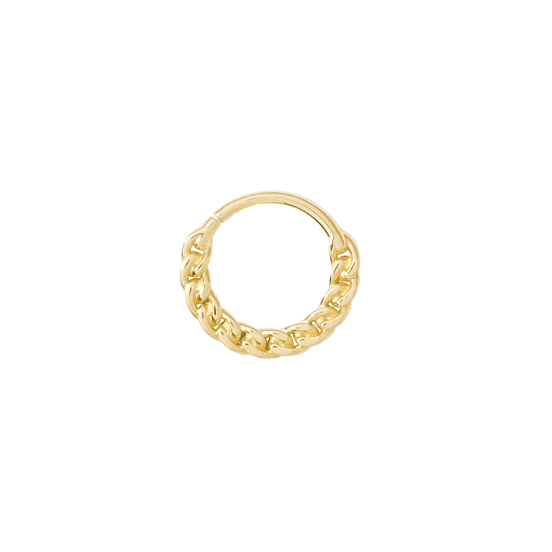 Flat Chain Continuous Ring - 14K Gold Seamless Ring - piercing - zone.com