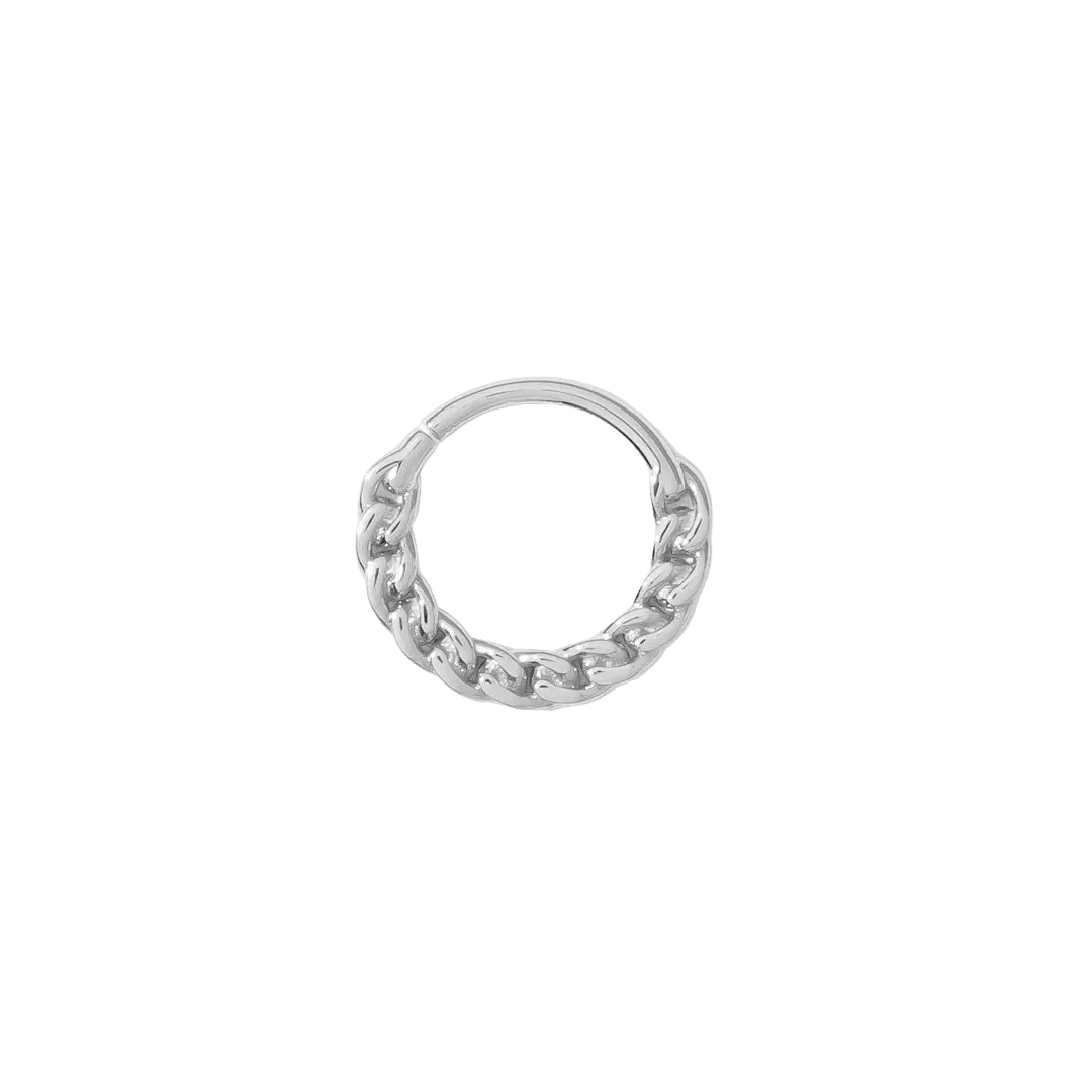Flat Chain Continuous Ring - 14K Gold Seamless Ring - piercing - zone.com