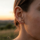 Flat Star – 14K Gold Threadless/Threaded End - piercing - zone.com