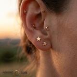 Flat Star – 14K Gold Threadless/Threaded End - piercing - zone.com