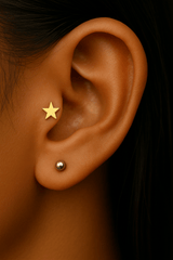 Flat Star – Solid 14K Gold Star End - piercing - zone.com