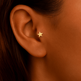 Flat Star – Solid 14K Gold Star End - piercing - zone.com