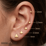 Flat Triangle – 14K Gold Threadless/Threaded End - piercing - zone.com