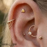 Flat Triangle – Micro Geometric End – 14K Gold Threadless & Threaded - piercing - zone.com