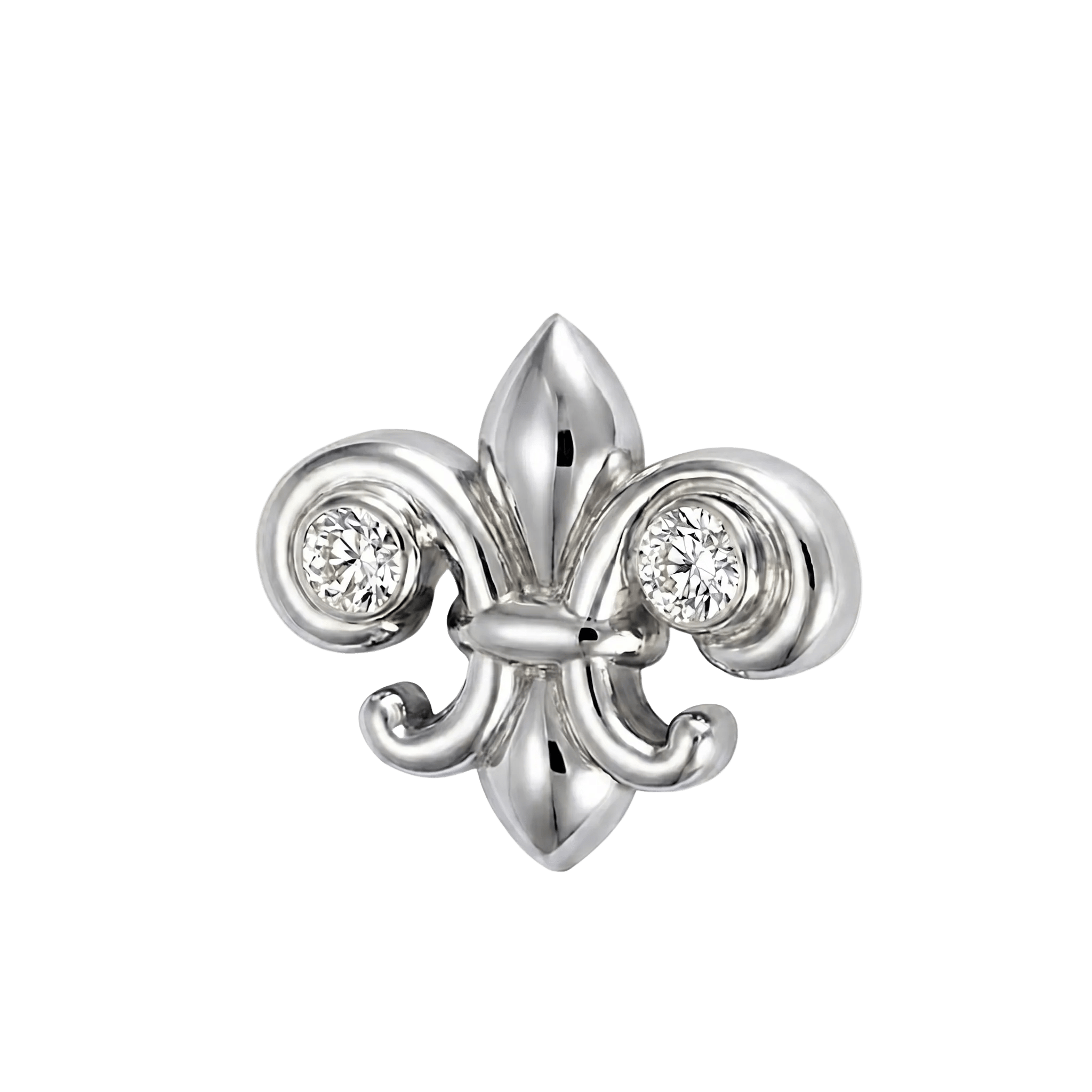 Fleur de Lis - 14K Gold Stone Threadless/Threaded End - piercing - zone.com