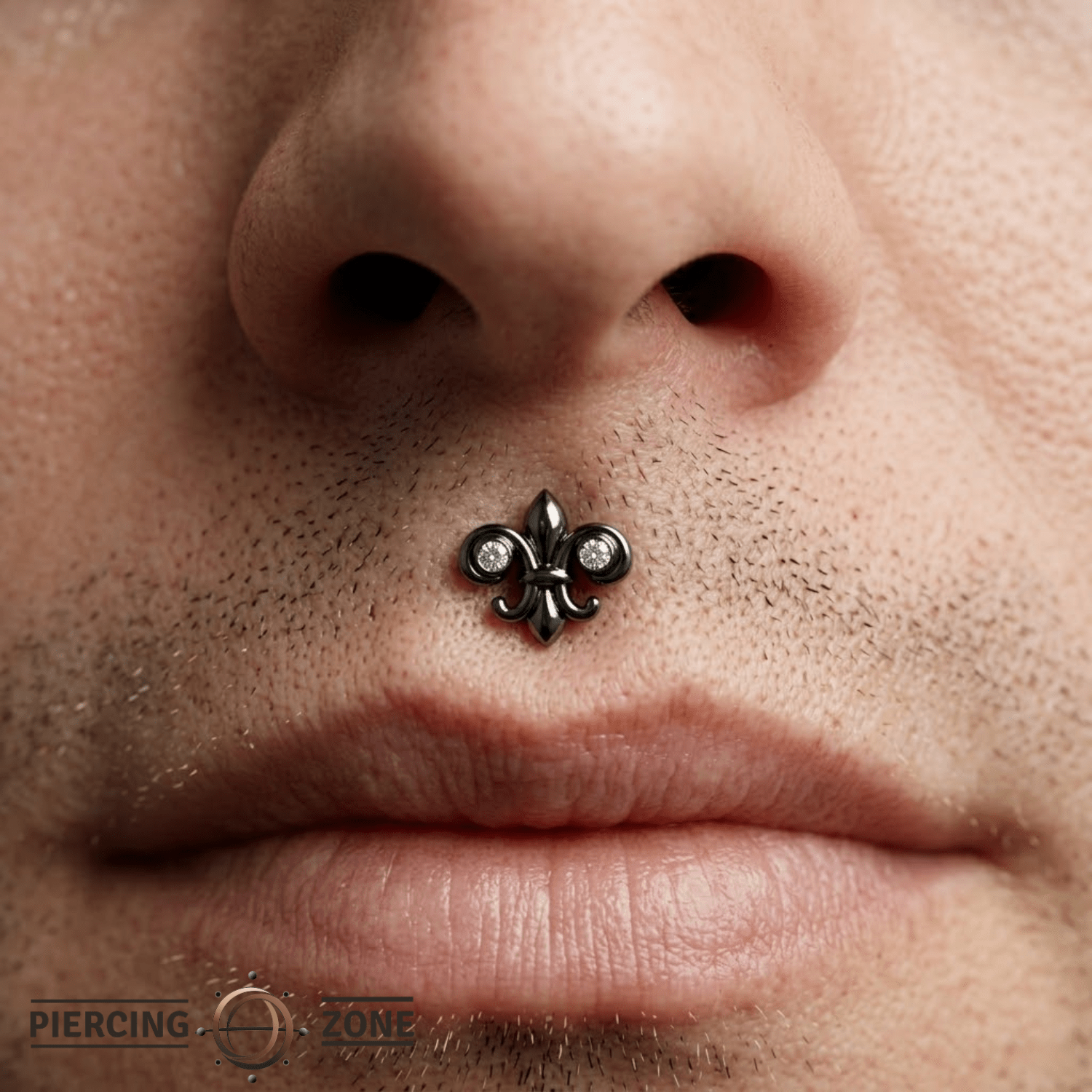 Fleur de Lis - 14K Gold Stone Threadless/Threaded End - piercing - zone.com