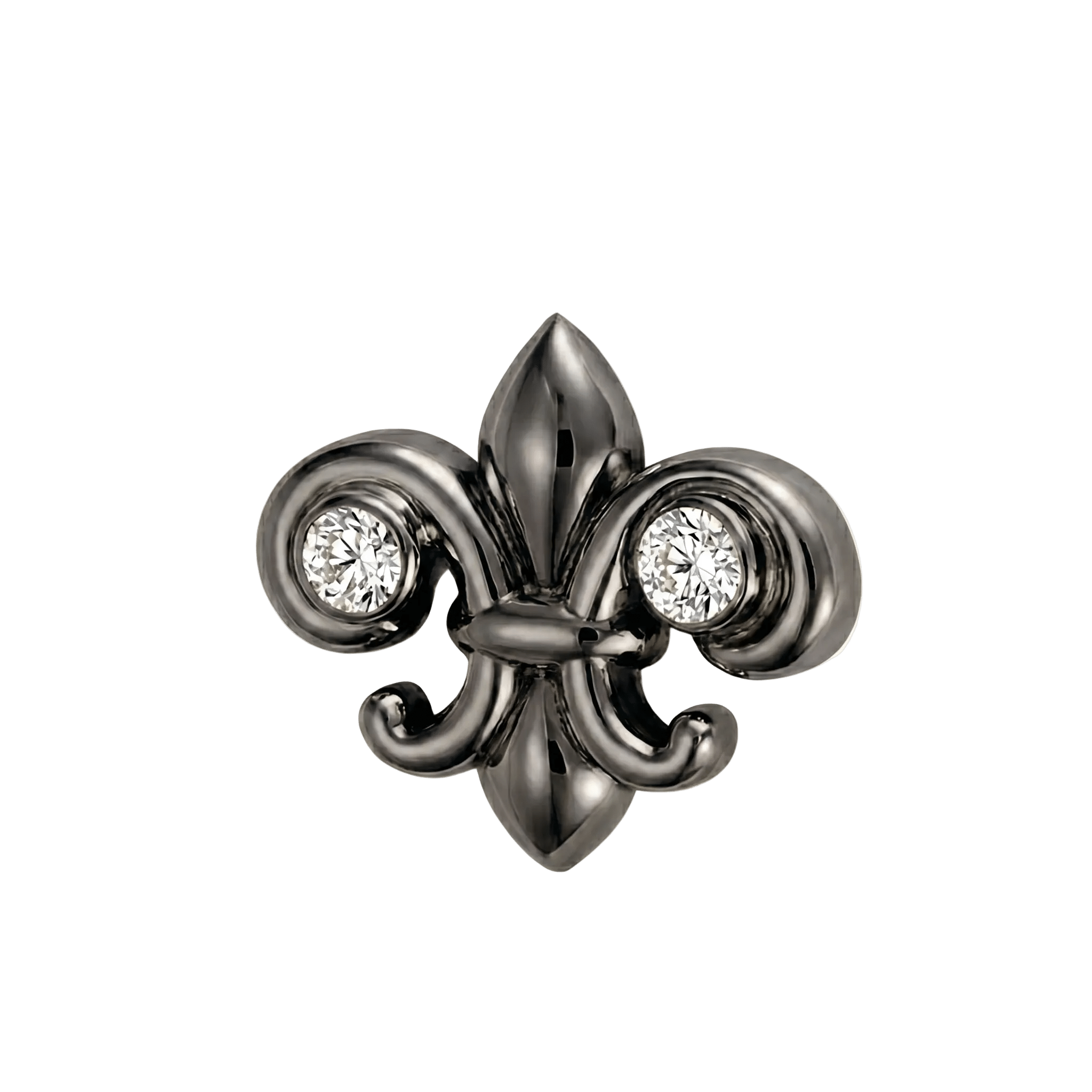 Fleur de Lis - 14K Gold Stone Threadless/Threaded End - piercing - zone.com