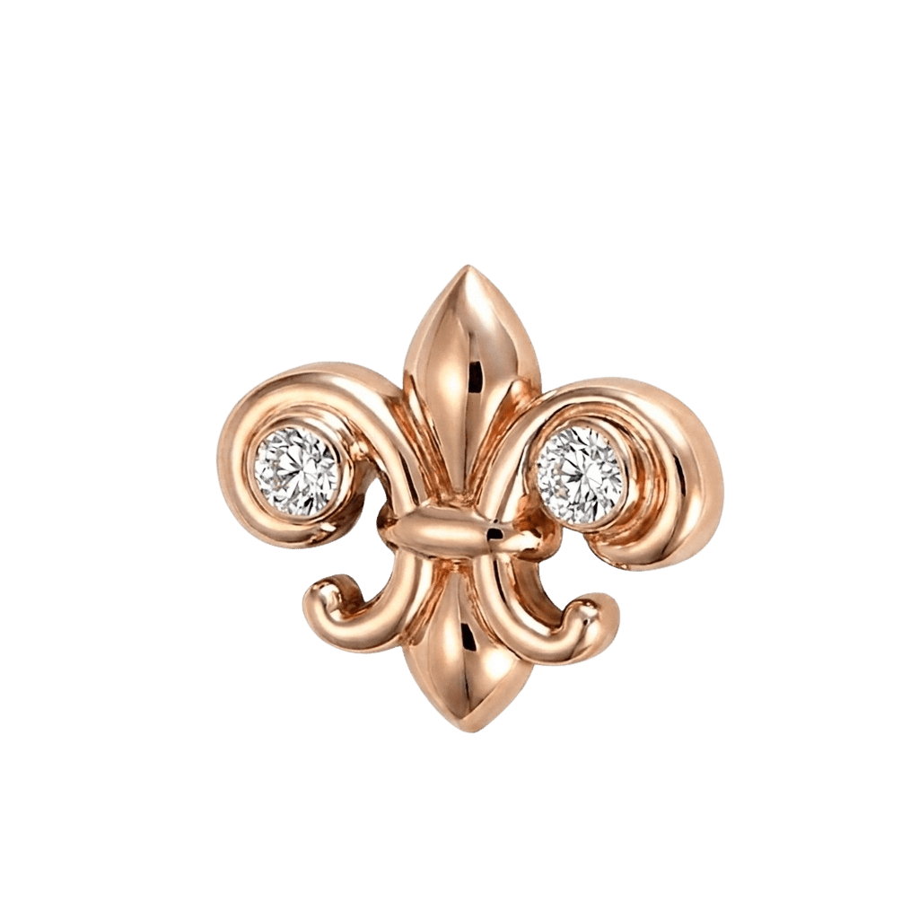 Fleur de Lis - 14K Gold Stone Threadless/Threaded End - piercing - zone.com