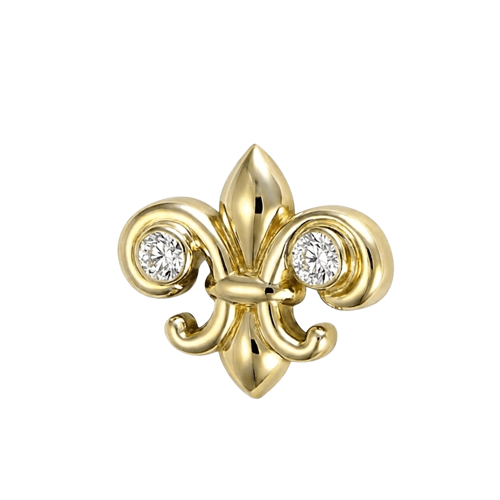 Fleur de Lis - 14K Gold Stone Threadless/Threaded End - piercing - zone.com