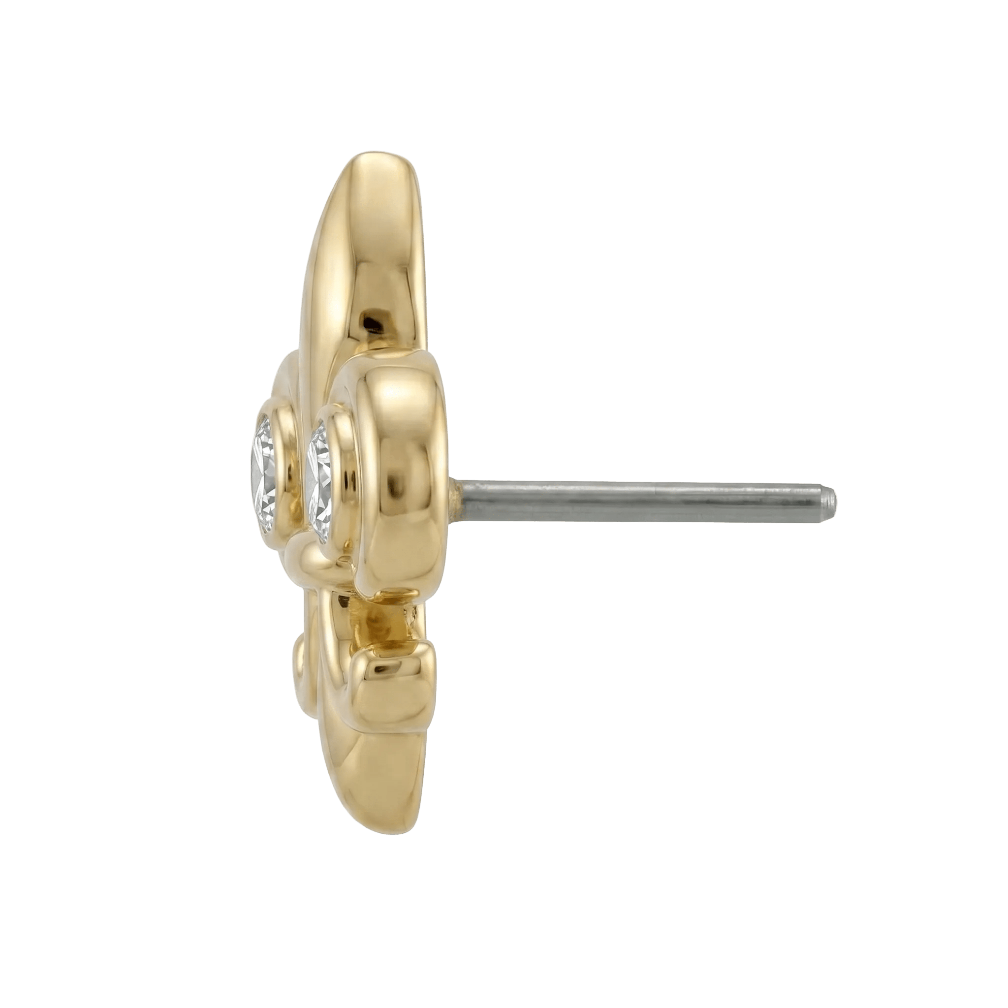 Fleur de Lis - 14K Gold Stone Threadless/Threaded End - piercing - zone.com