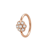 Flora Glow - 14K Gold 7 Stone Flower Fixed Bead Ring - piercing - zone.com