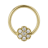 Flora Glow - 14K Gold 7 Stone Flower Fixed Bead Ring - piercing-zone.com
