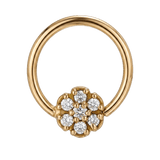 Flora Glow - 14K Gold 7 Stone Flower Fixed Bead Ring - piercing - zone.com
