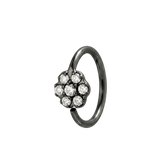Flora Glow - 14K Gold 7 Stone Flower Fixed Bead Ring - piercing - zone.com