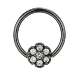 Flora Glow - 14K Gold 7 Stone Flower Fixed Bead Ring - piercing - zone.com