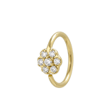Flora Glow - 14K Gold 7 Stone Flower Fixed Bead Ring - piercing - zone.com