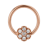 Flora Glow - 14K Gold 7 Stone Flower Fixed Bead Ring - piercing - zone.com