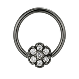 Flora Glow - 14K Gold 7 Stone Flower Fixed Bead Ring