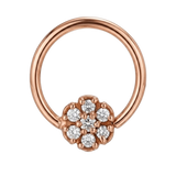 Flora Glow - 14K Gold 7 Stone Flower Fixed Bead Ring