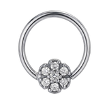 Flora Glow - 14K Gold 7 Stone Flower Fixed Bead Ring