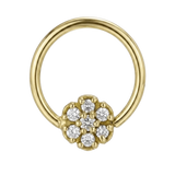 Flora Glow - 14K Gold 7 Stone Flower Fixed Bead Ring