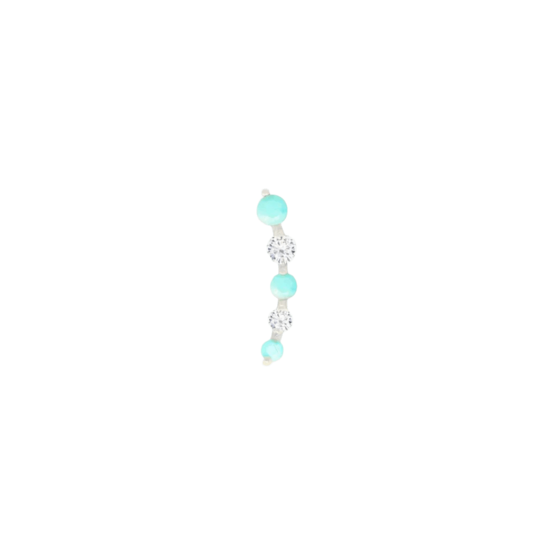 Flow – Turquoise Gradient – 14K Gold Threadless End - piercing - zone.com
