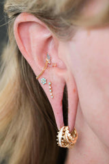 Flow – Turquoise Gradient – 14K Gold Threadless End - piercing - zone.com