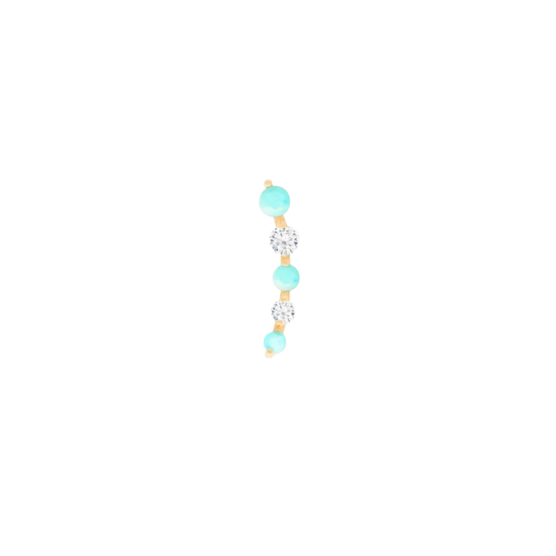 Flow – Turquoise Gradient – 14K Gold Threadless End - piercing - zone.com