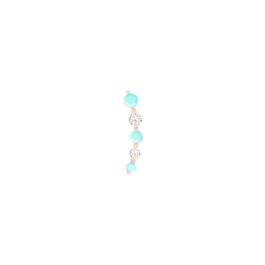 Flow – Turquoise Gradient – 14K Gold Threadless End - piercing - zone.com