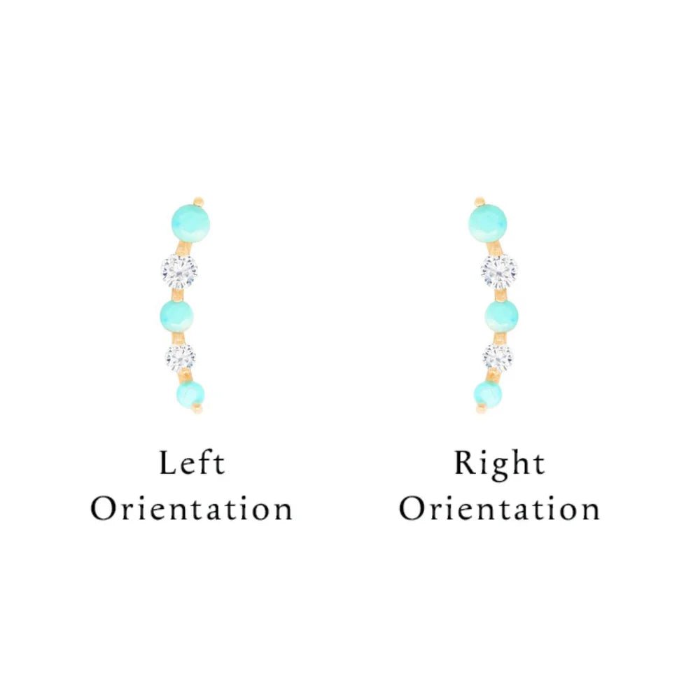 Flow – Turquoise Gradient – 14K Gold Threadless End - piercing - zone.com