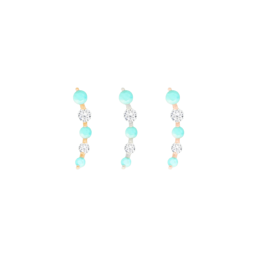 Flow – Turquoise Gradient – 14K Gold Threadless End - piercing - zone.com