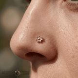 Flower End - 18K Gold Threadless/Threaded End - piercing - zone.com
