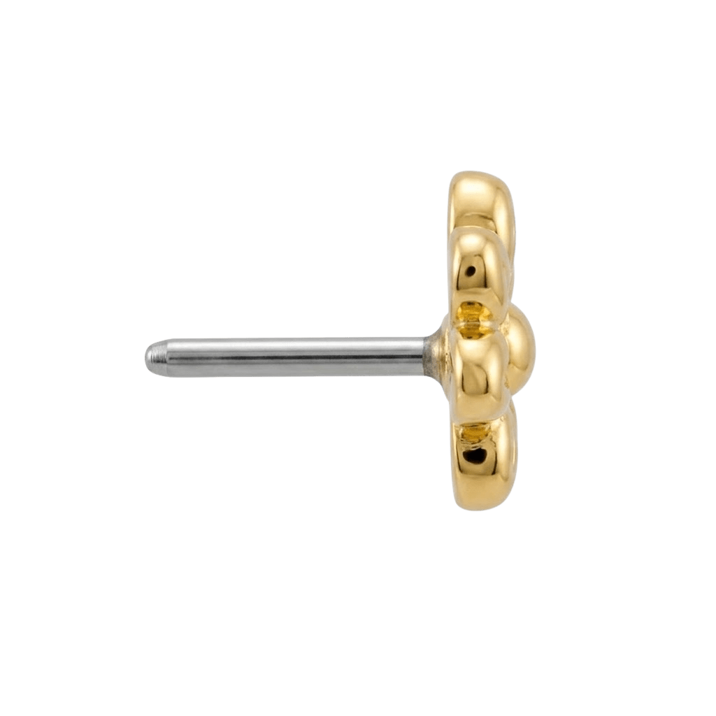 Flower End - 18K Gold Threadless/Threaded End - piercing - zone.com