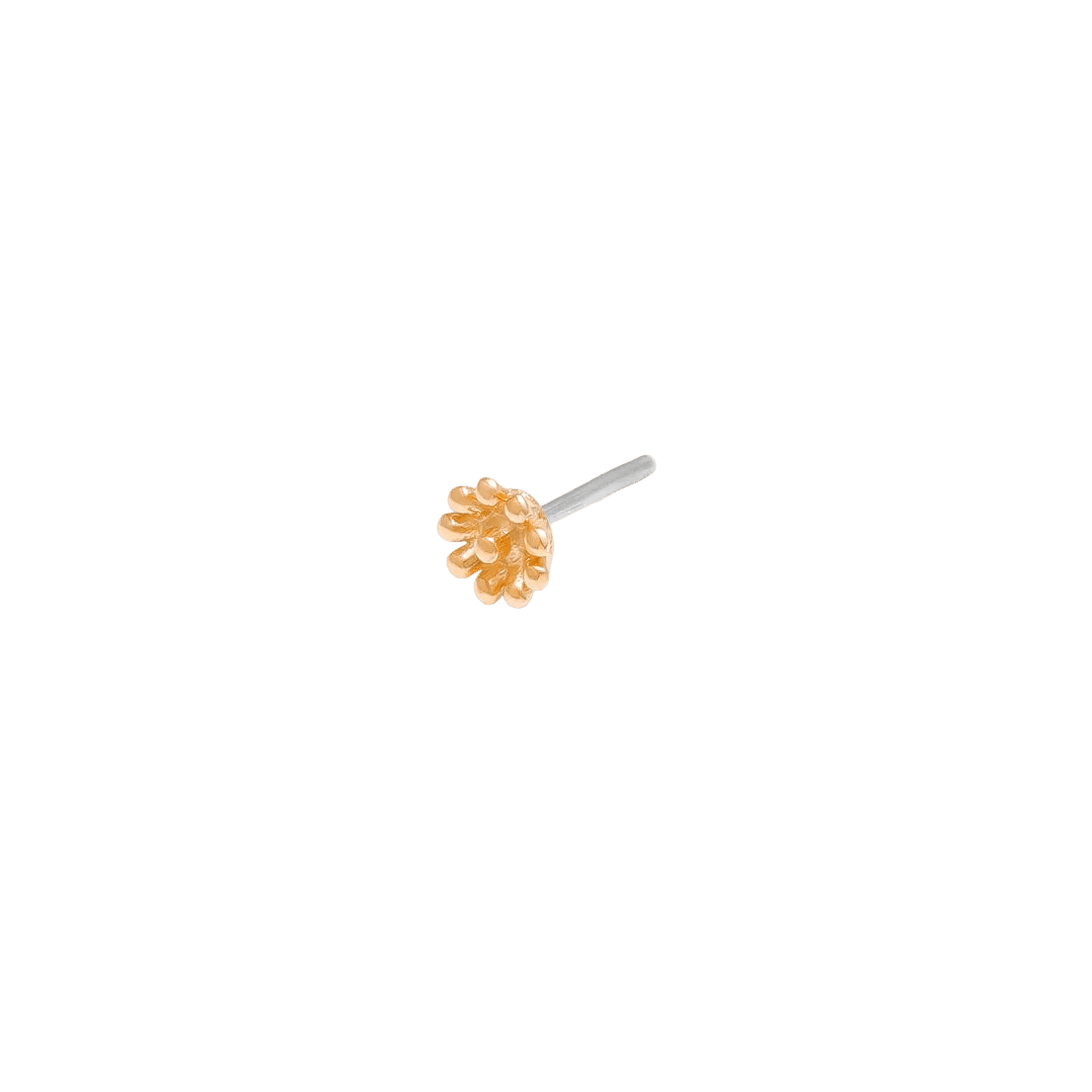 Flutter Pin - 14K Gold Floral Threadless End - piercing - zone.com